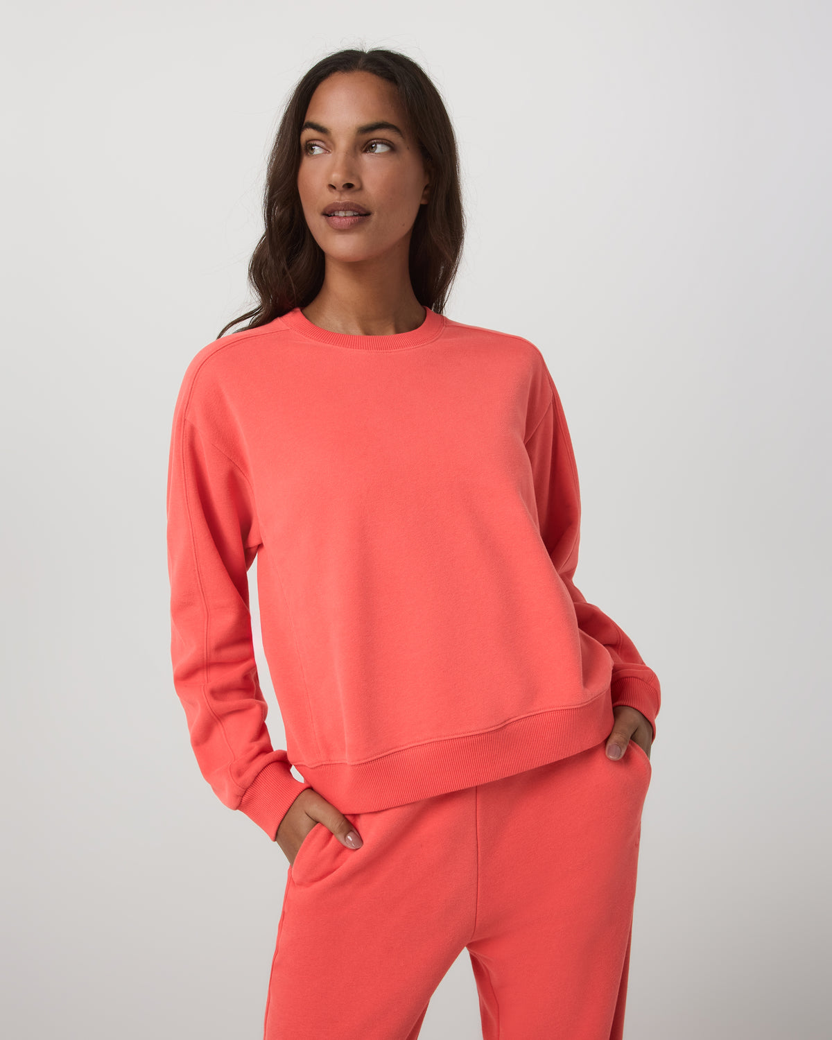 Sedona Seams Crew Women's Bright Coral Sweatshirt - Image 2