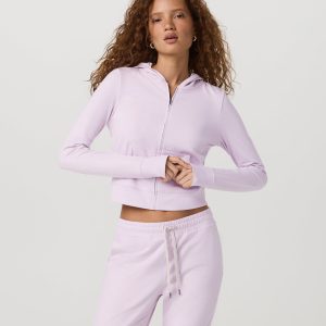 Halo Mini Full Zip Hoodie Lilac Breeze Heather Fitted Hoodie