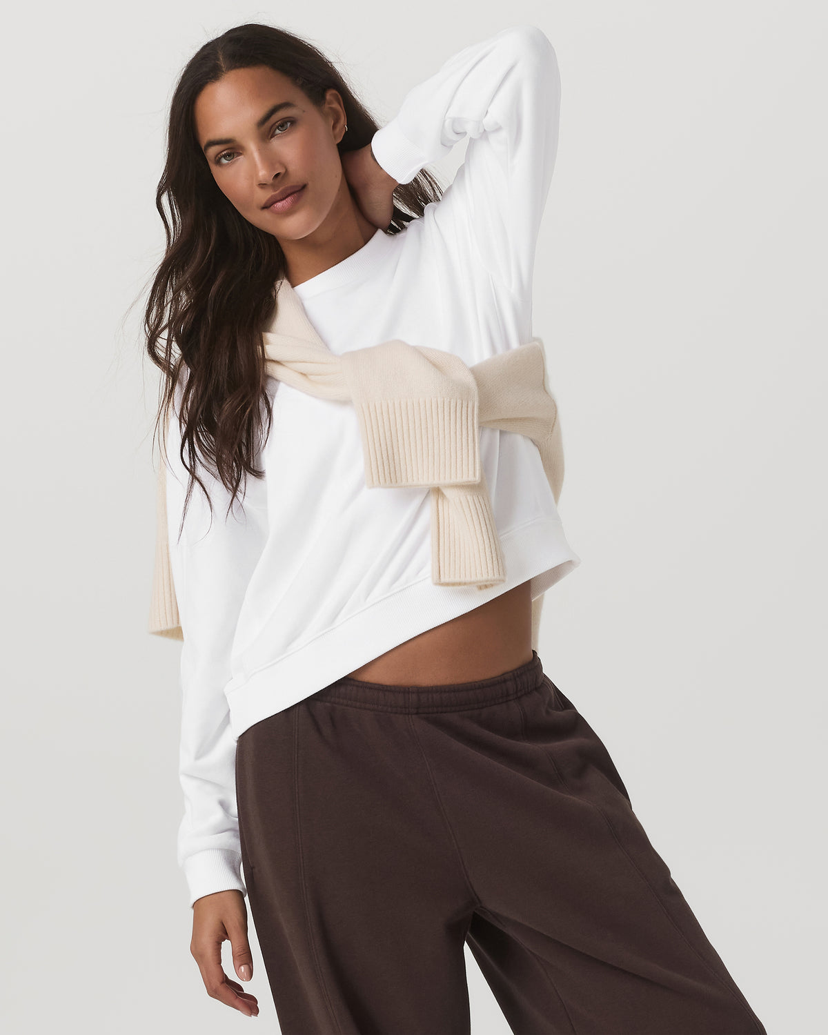 Sedona Seams Crew Women's White Fleece Sweatshirt - Image 2