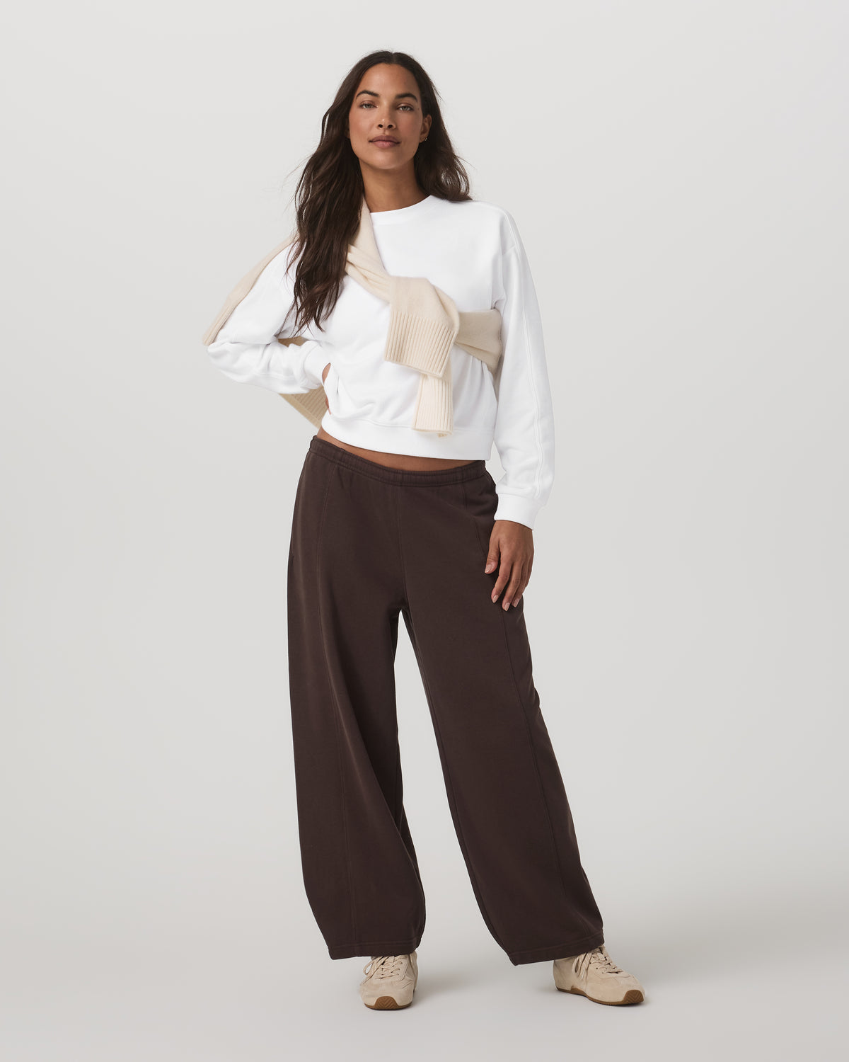 Sedona Seams Crew Women's White Fleece Sweatshirt - Image 4