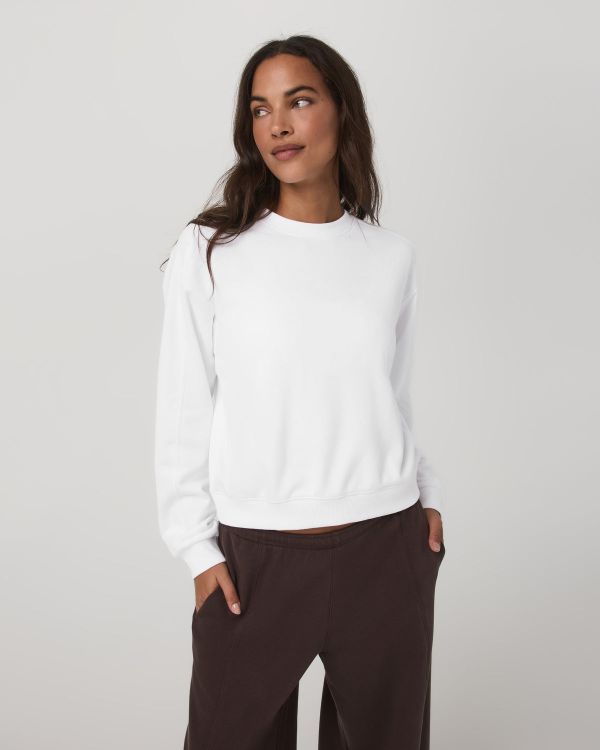 Sedona Seams Crew Women's White Fleece Sweatshirt - Image 5