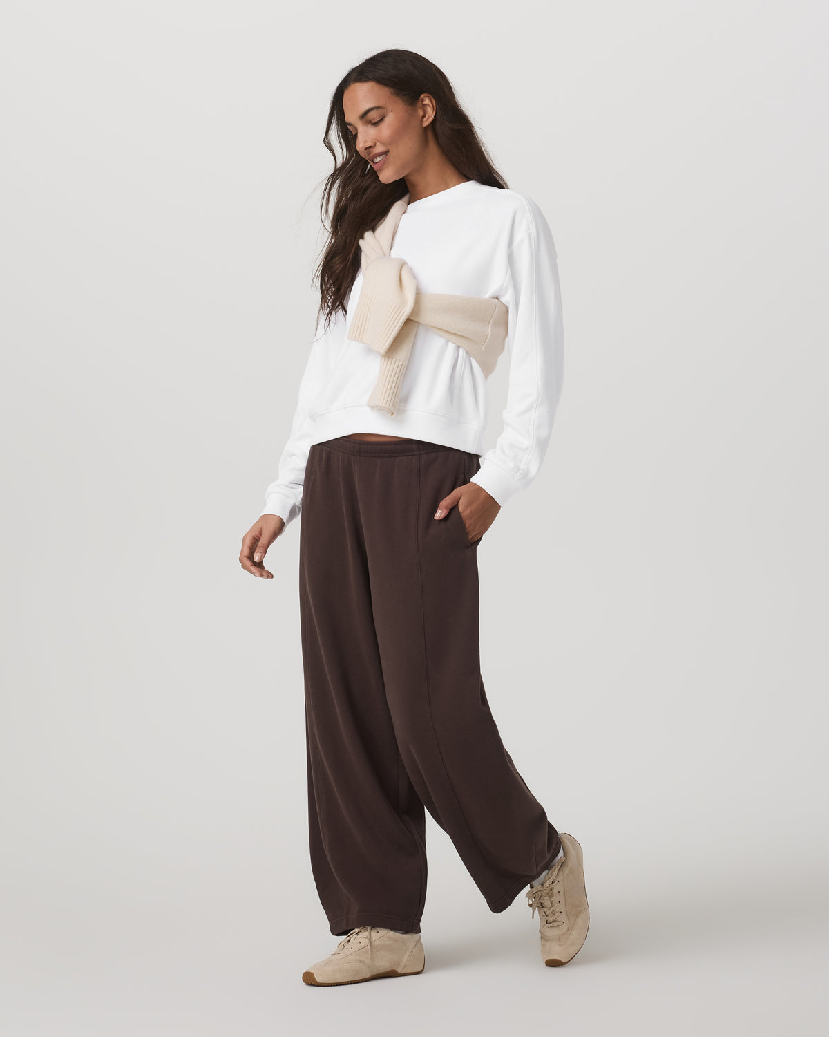 Sedona Seams Crew Women's White Fleece Sweatshirt - Image 6