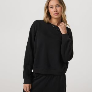 Sedona Seams Crew Women's Black Fleece Sweatshirt