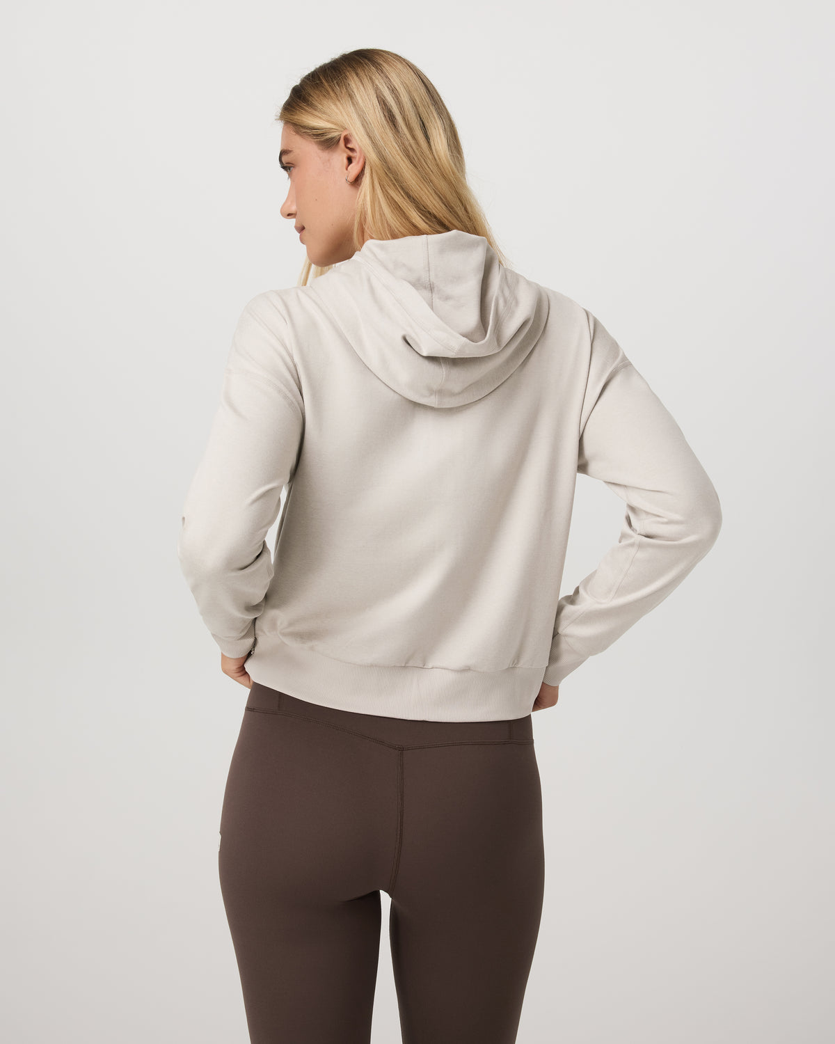 Halo Full Zip Hoodie Women's Ecru Heather Hoodie - Image 3