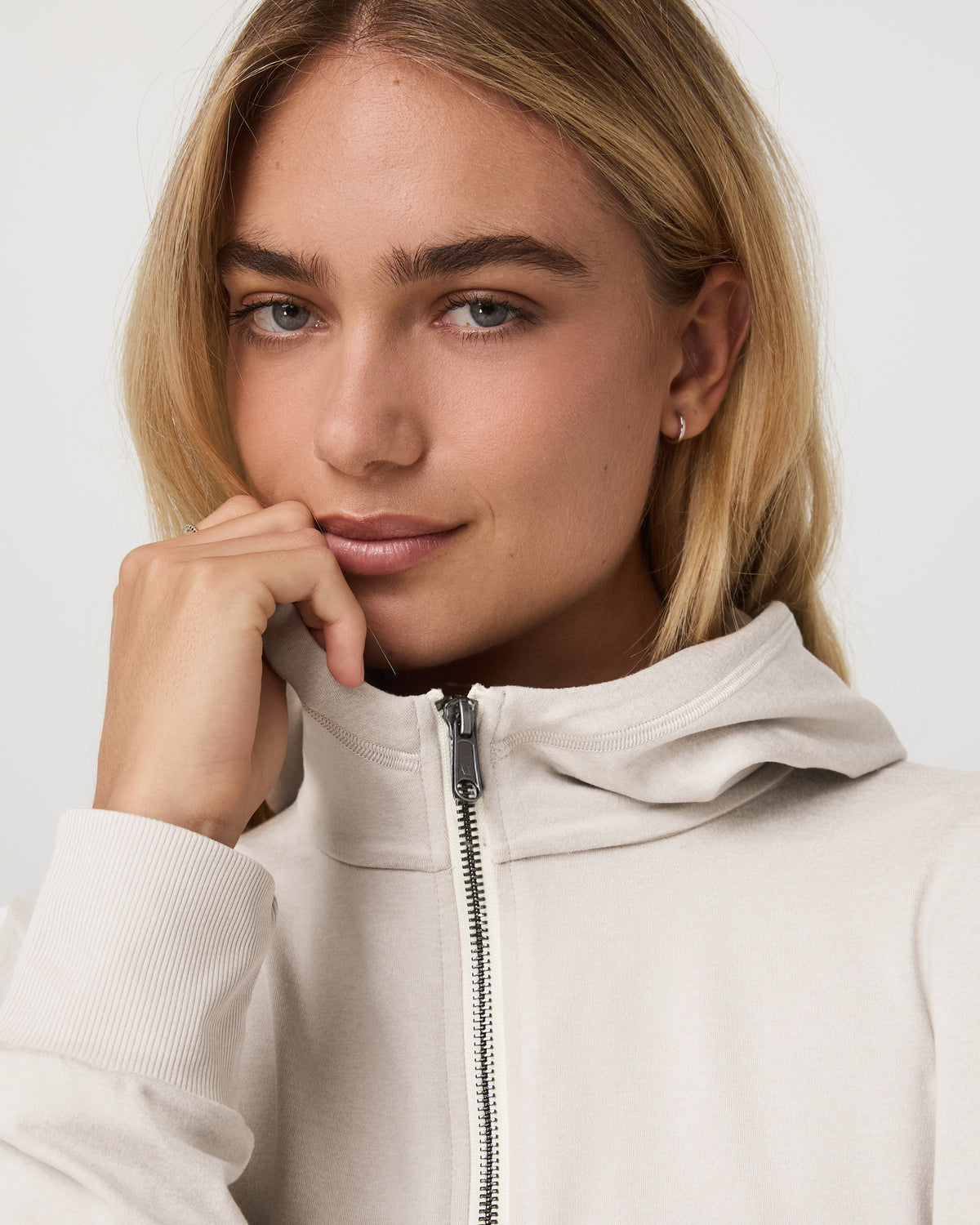 Halo Full Zip Hoodie Women's Ecru Heather Hoodie - Image 4