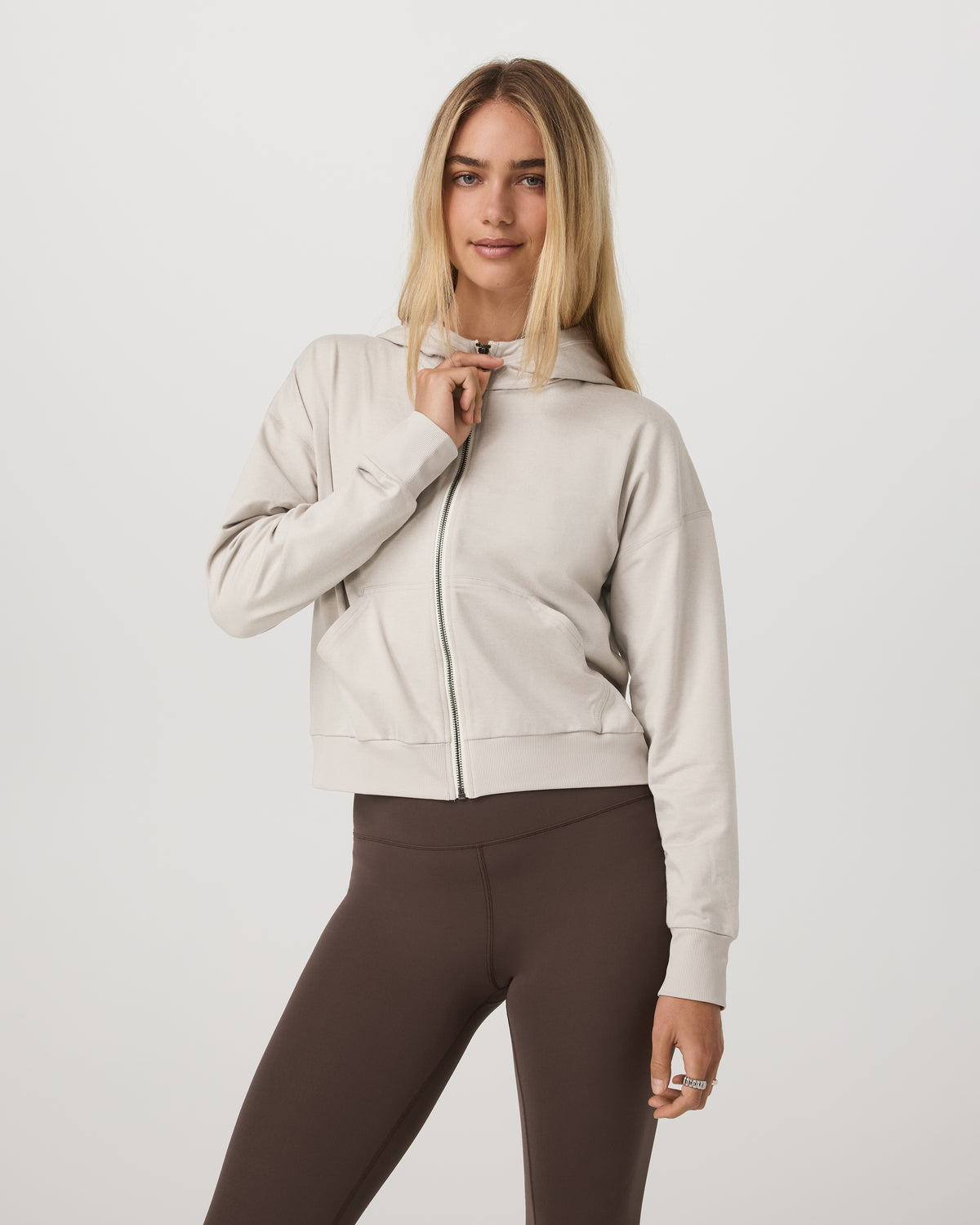 Halo Full Zip Hoodie Women's Ecru Heather Hoodie - Image 5