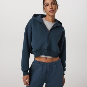 Restore Mini Full Zip Hoodie Ocean Blue Oversized Hoodie