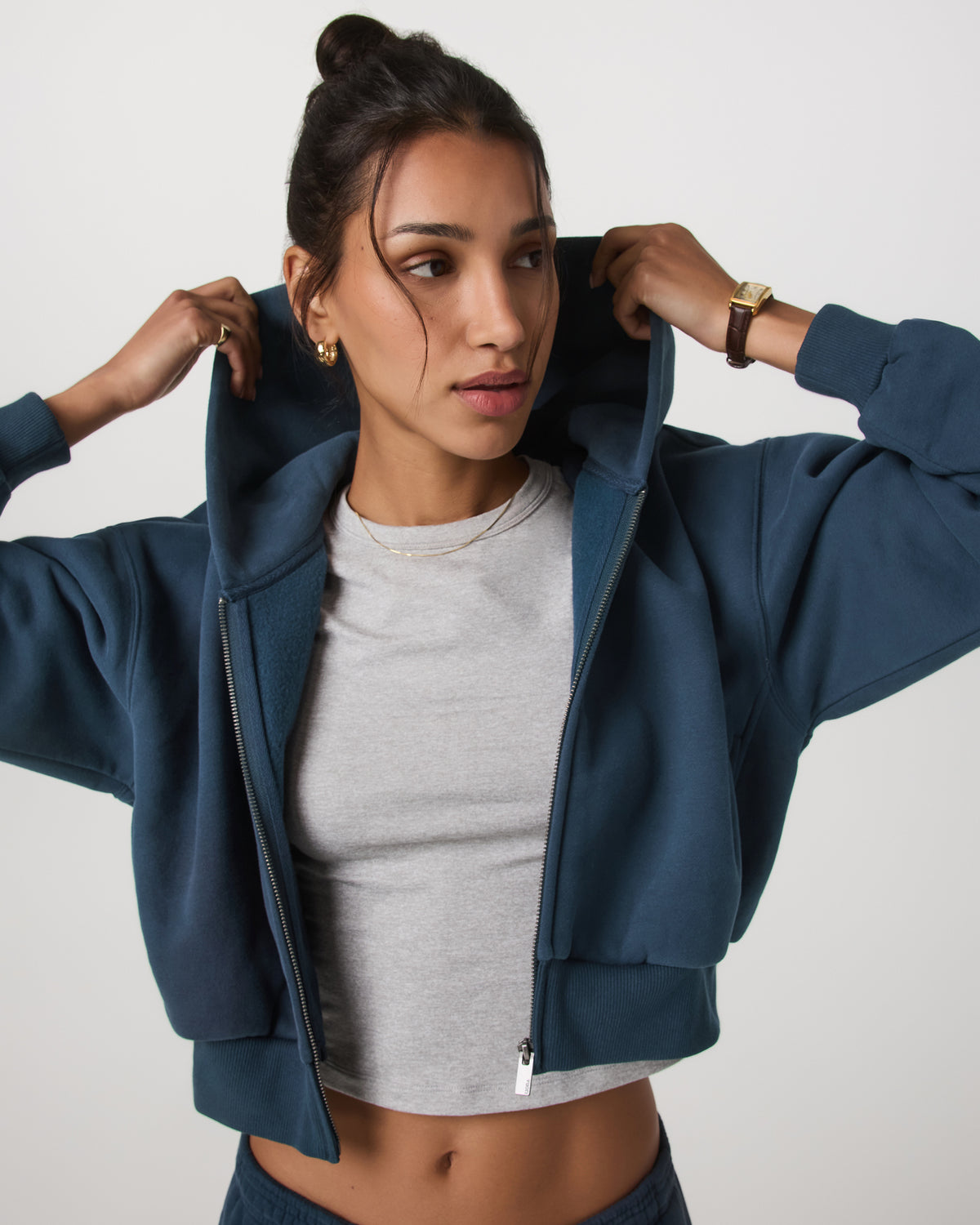 Restore Mini Full Zip Hoodie Ocean Blue Oversized Hoodie - Image 2