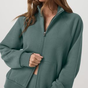 Restore Double Zip Sweatshirt Agate Green Full-Zip Fleece