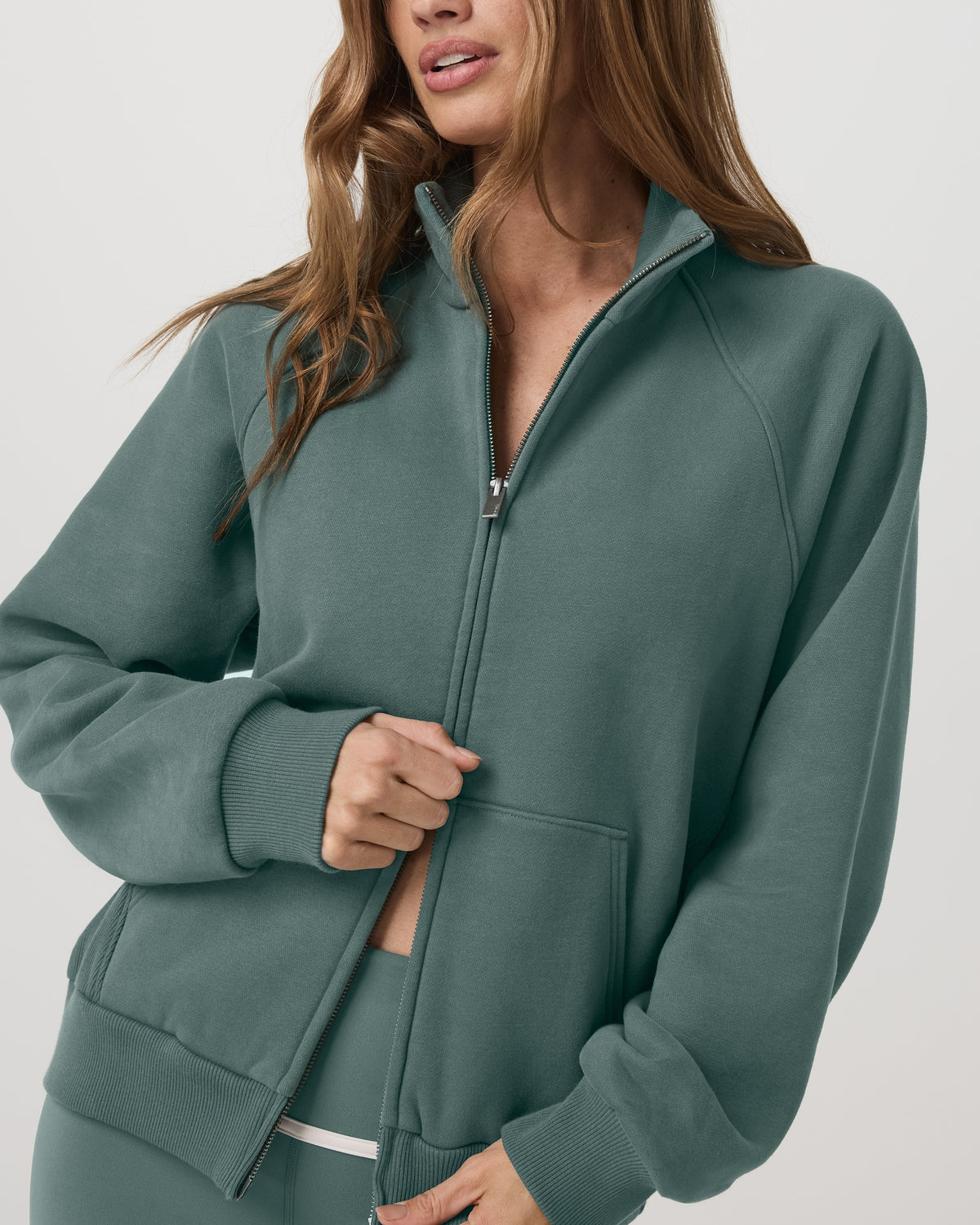 Restore Double Zip Sweatshirt Agate Green Full-Zip Fleece