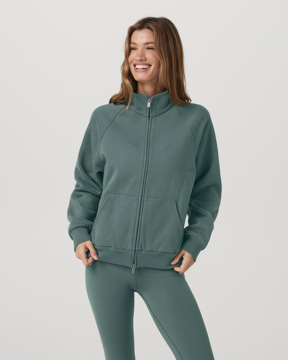 Restore Double Zip Sweatshirt Agate Green Full-Zip Fleece - Image 2