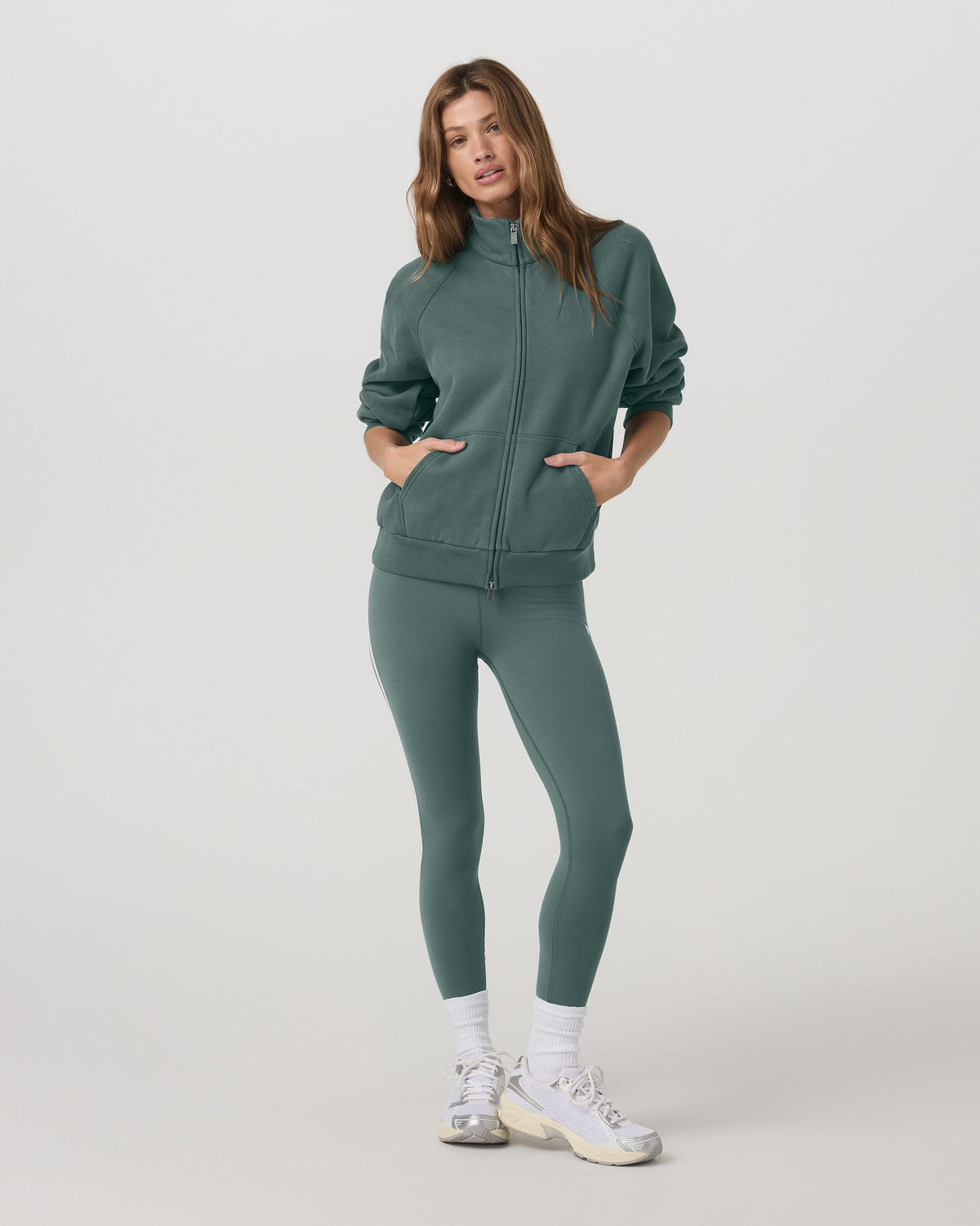 Restore Double Zip Sweatshirt Agate Green Full-Zip Fleece - Image 4