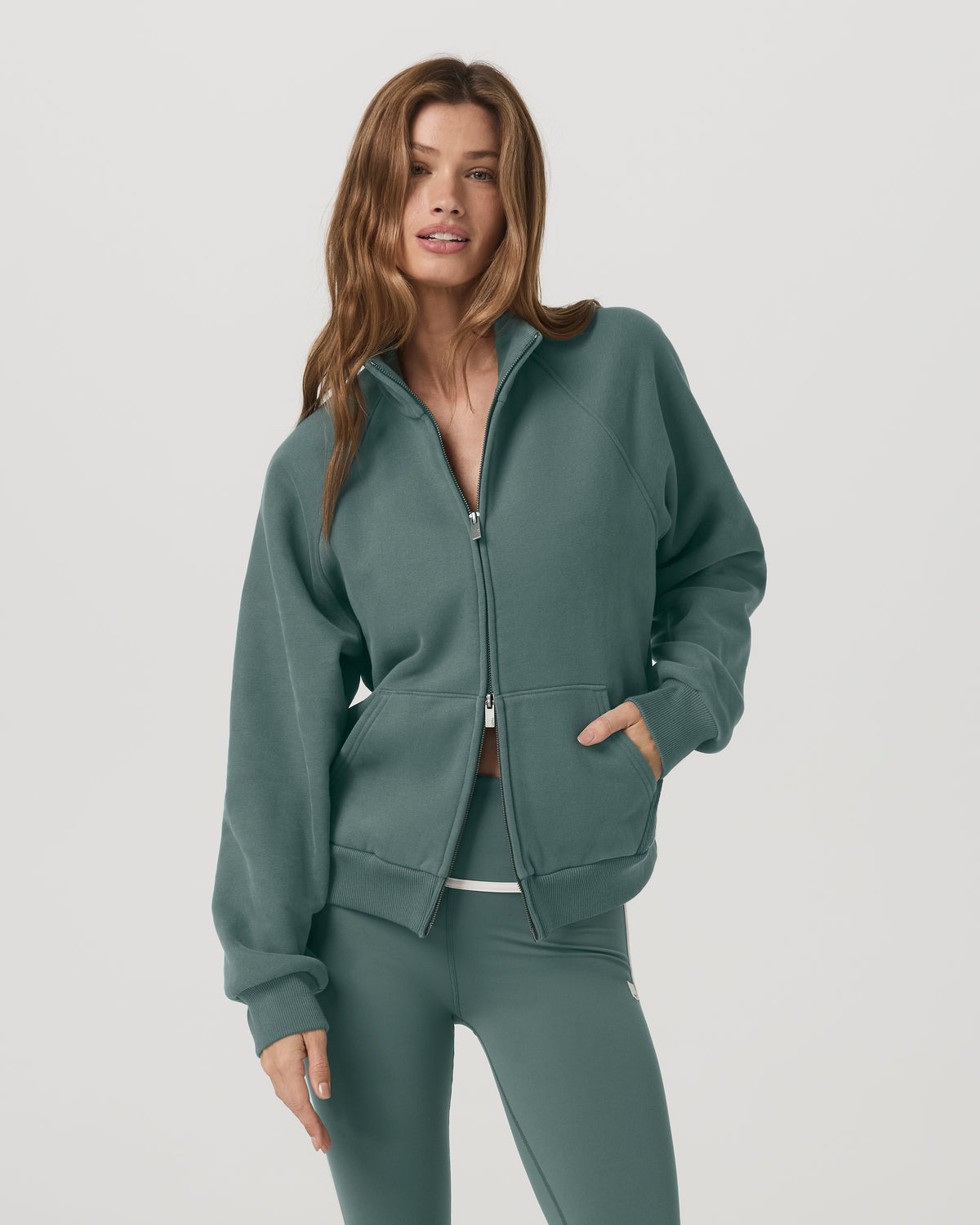 Restore Double Zip Sweatshirt Agate Green Full-Zip Fleece - Image 5