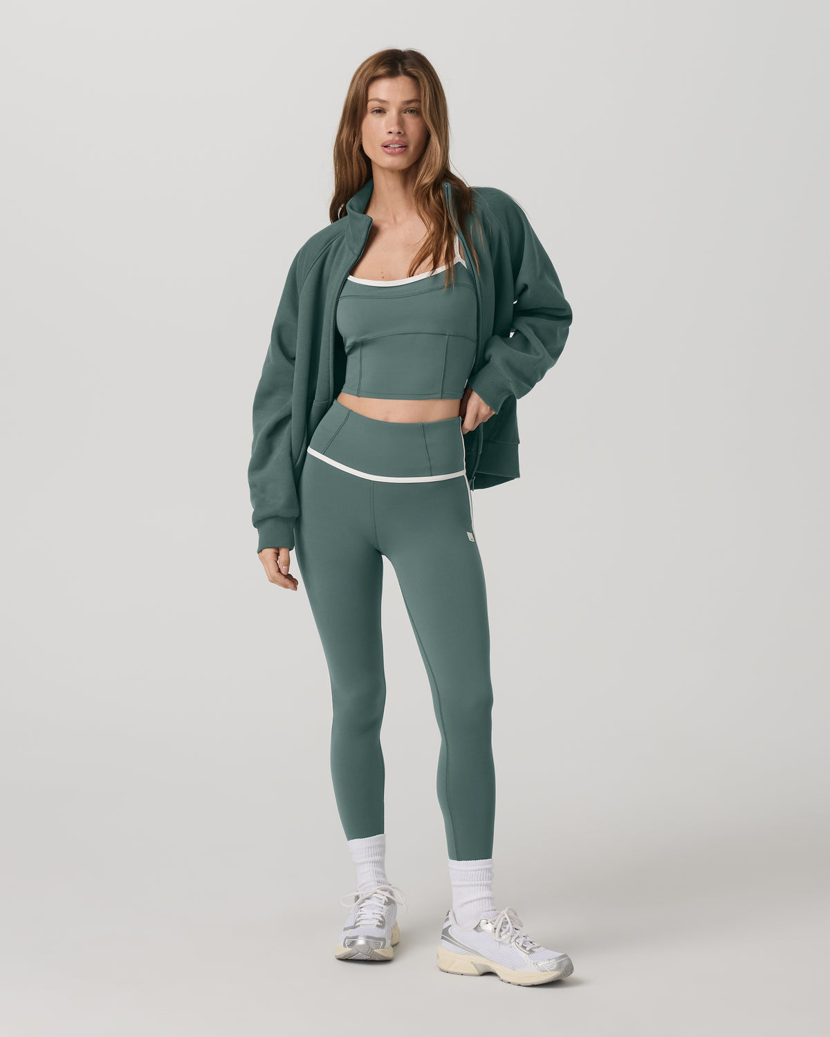 Restore Double Zip Sweatshirt Agate Green Full-Zip Fleece - Image 6