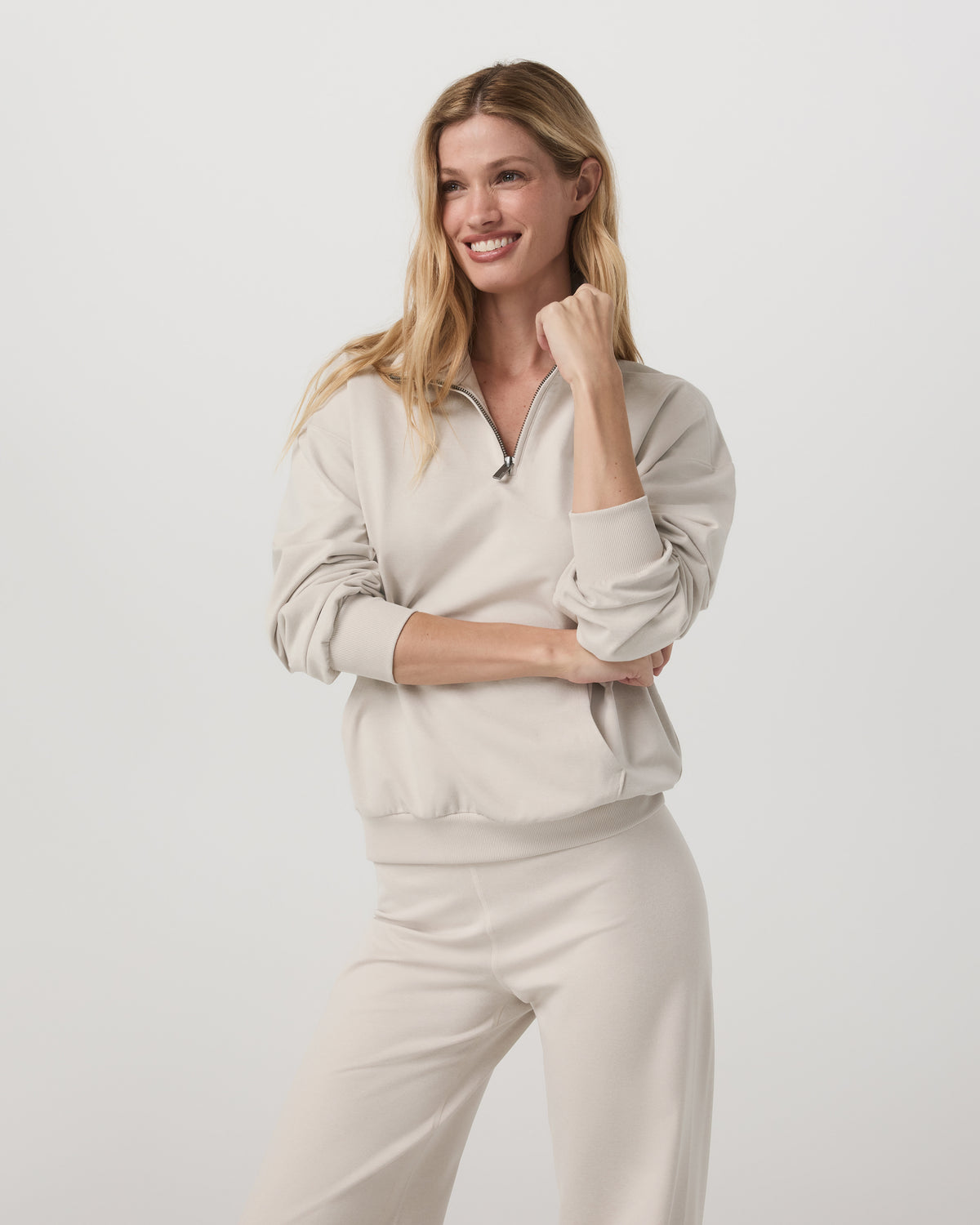 Granite Half Zip Women's Oatmeal Heather Sweatshirt - Image 2