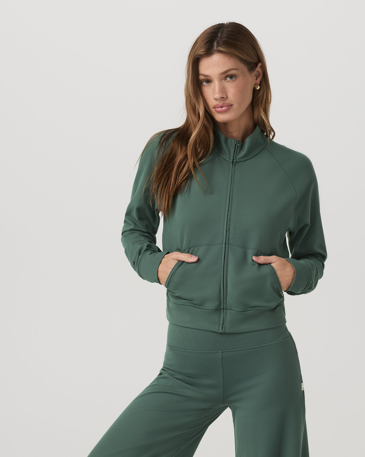 Halo Mini Track Jacket Women's Agate Green Cropped Zip-Up - Image 2