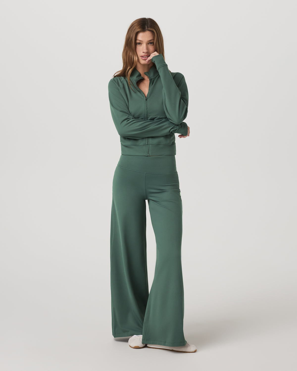 Halo Mini Track Jacket Women's Agate Green Cropped Zip-Up - Image 4