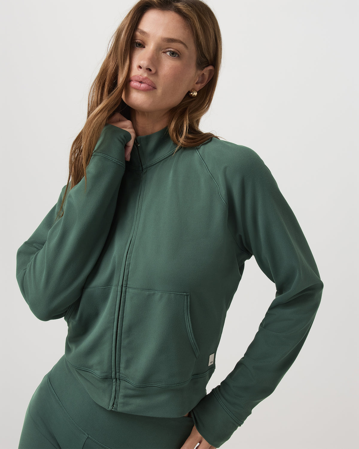 Halo Mini Track Jacket Women's Agate Green Cropped Zip-Up - Image 5