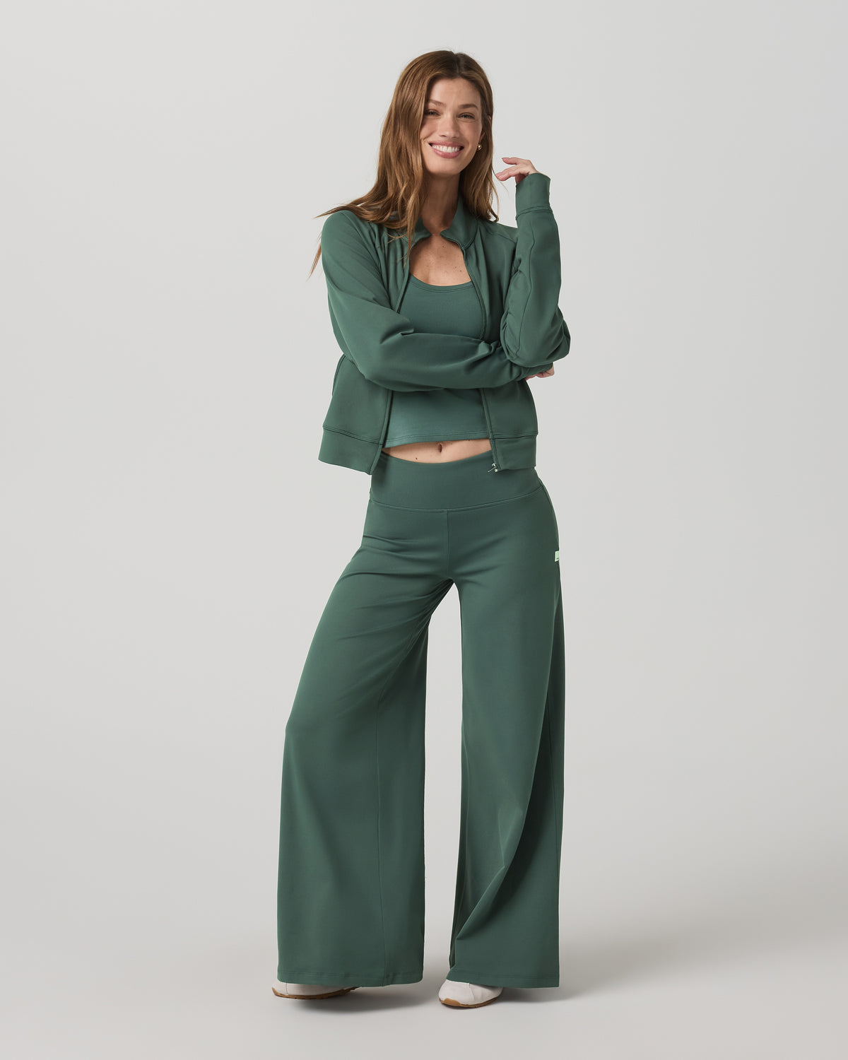 Halo Mini Track Jacket Women's Agate Green Cropped Zip-Up - Image 6