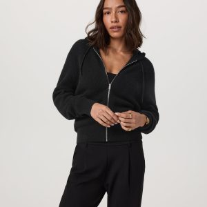 ??milie Cashmere Hoodie Women's Black Zip