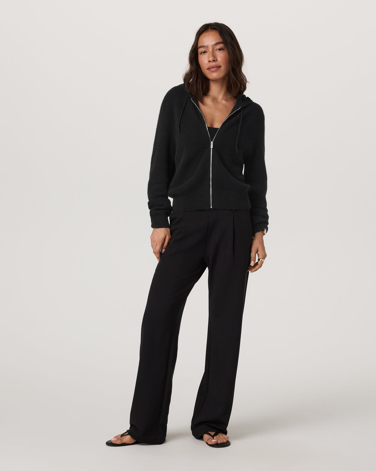 ??milie Cashmere Hoodie Women's Black Zip - Image 4