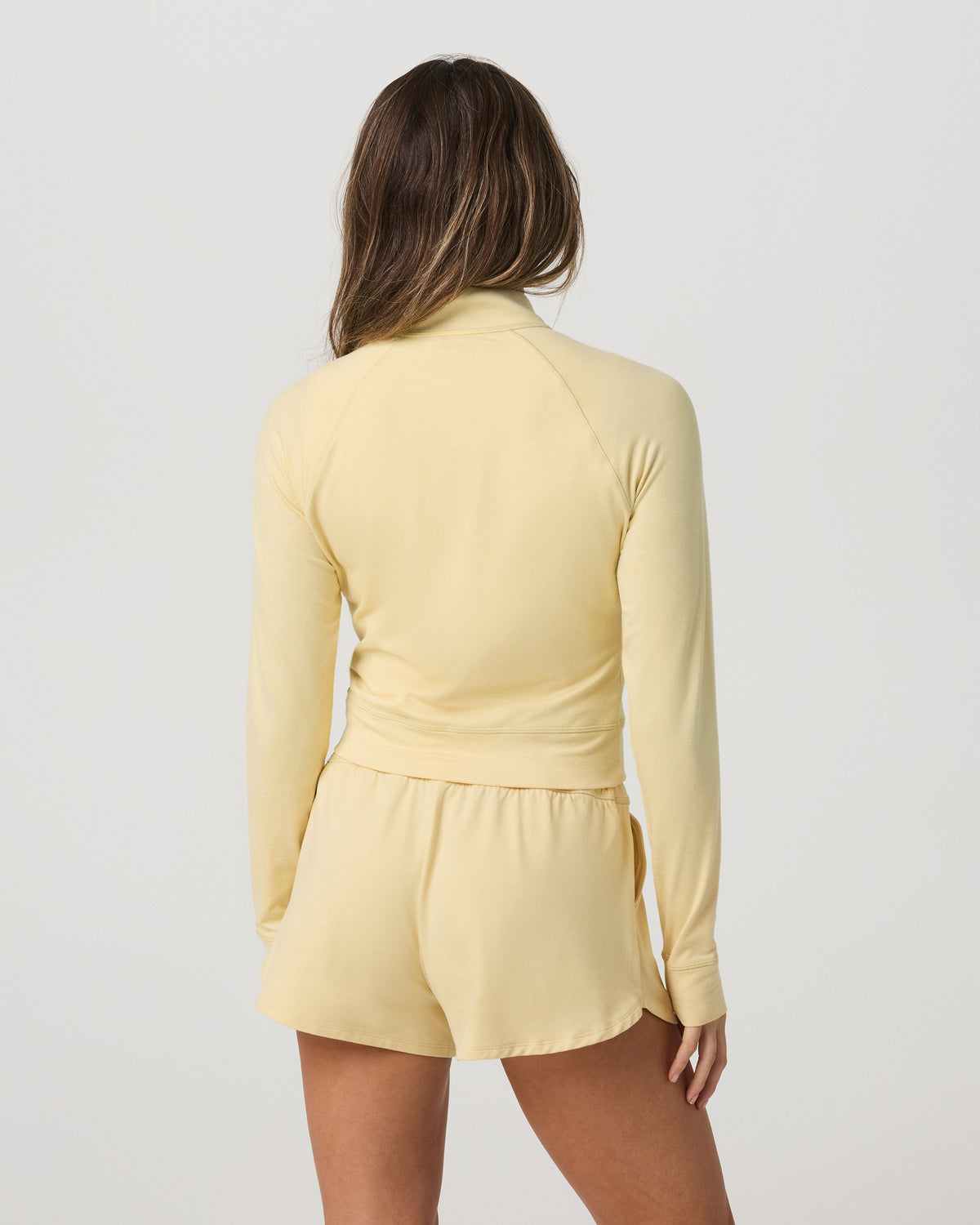 Halo Mini Track Jacket Lemon Snap Heather Cropped Zip-Up - Image 3
