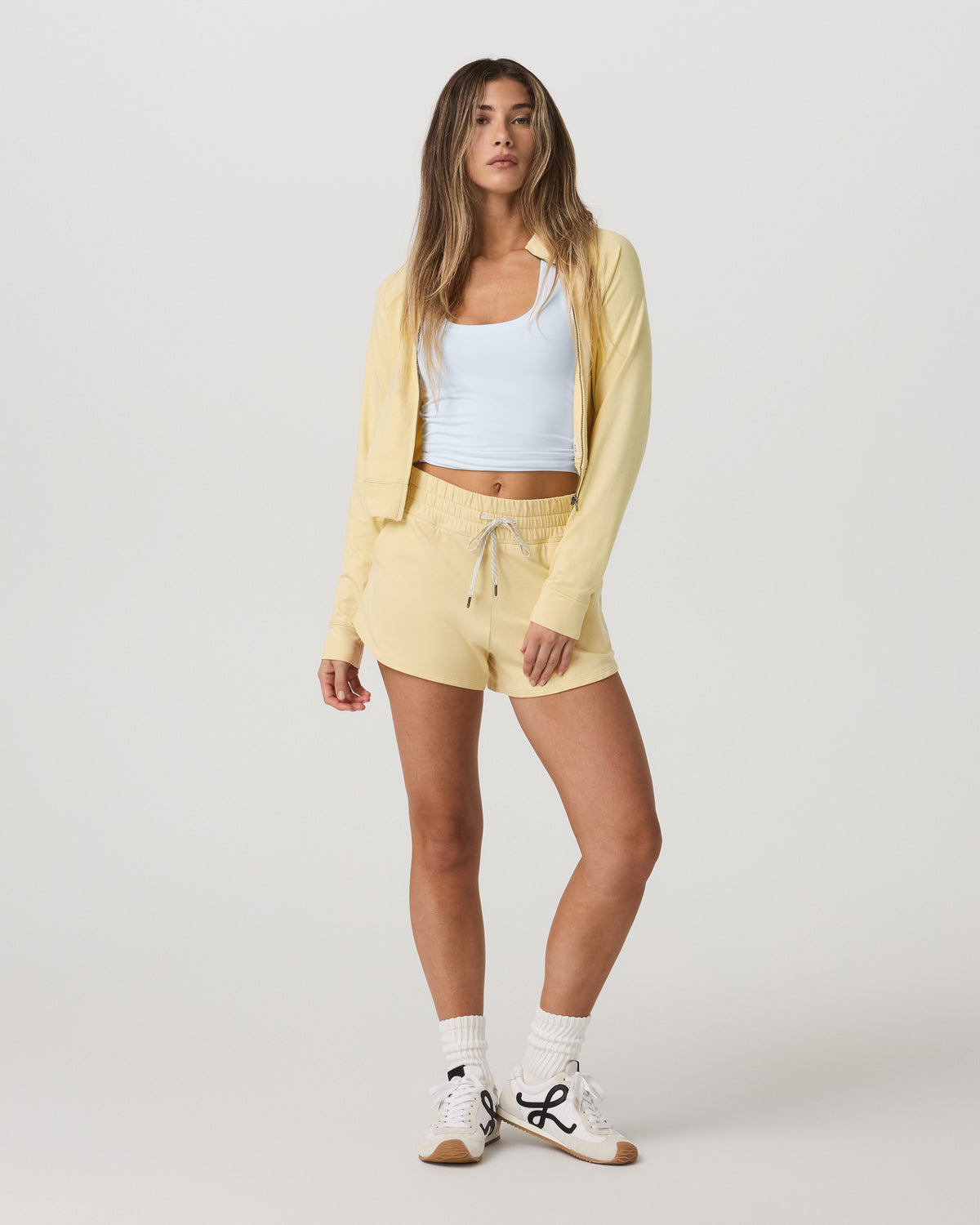 Halo Mini Track Jacket Lemon Snap Heather Cropped Zip-Up - Image 4