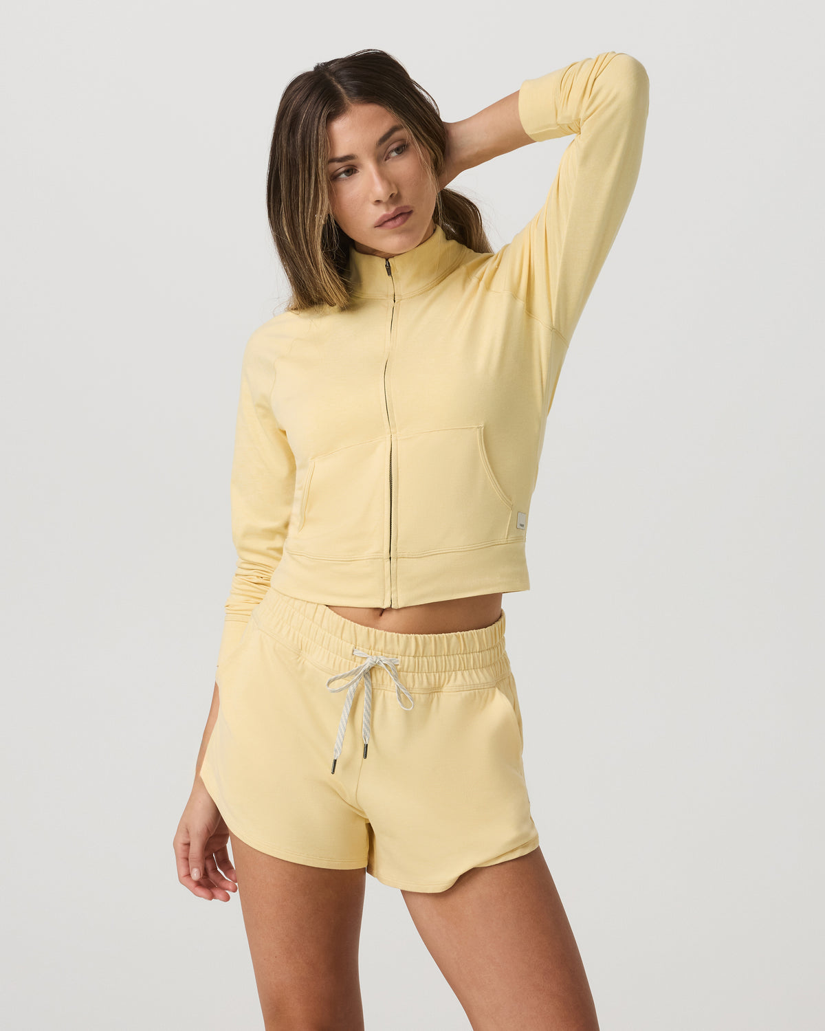 Halo Mini Track Jacket Lemon Snap Heather Cropped Zip-Up - Image 5