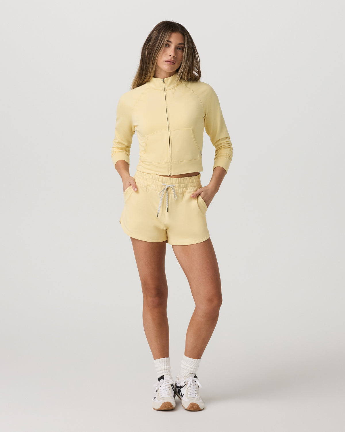 Halo Mini Track Jacket Lemon Snap Heather Cropped Zip-Up - Image 6