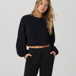 Sedona Bubble Crew Women's Black Pullover Crewneck