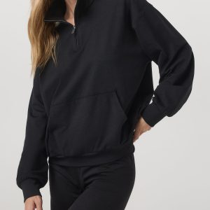 Granite Half Zip Black Heather Pullover Sweatshirt
