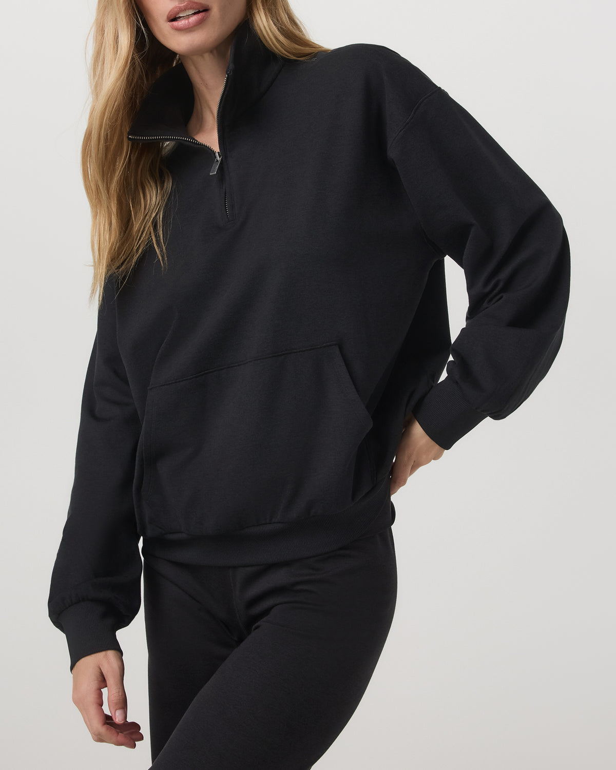 Granite Half Zip Black Heather Pullover Sweatshirt