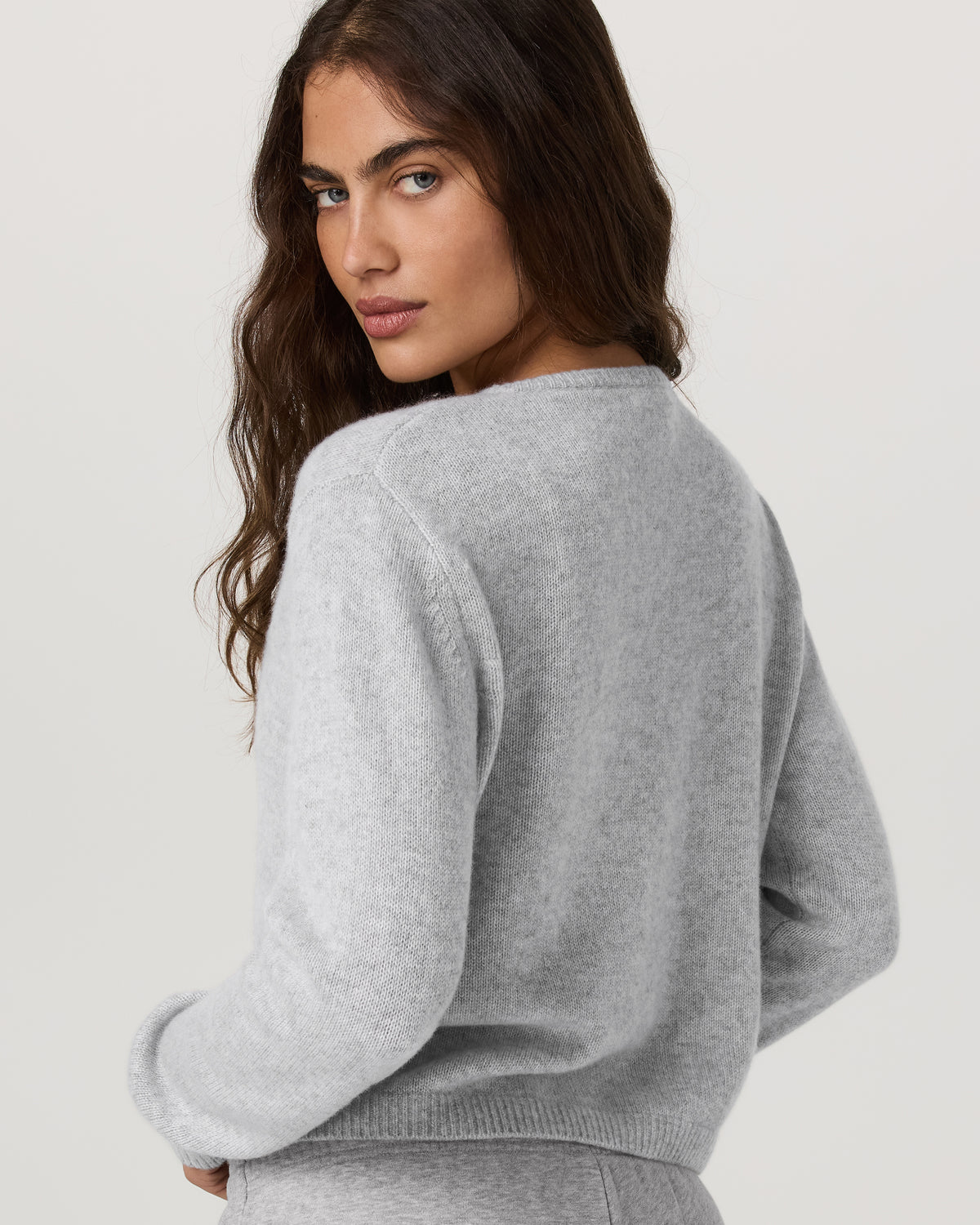 ??milie Cashmere Cardi Women's Pale Grey Heather - Image 3