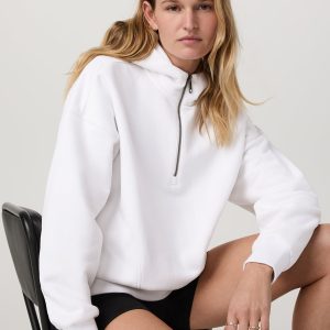 Restore Relaxed Half Zip Hoodie Women's White Pullover
