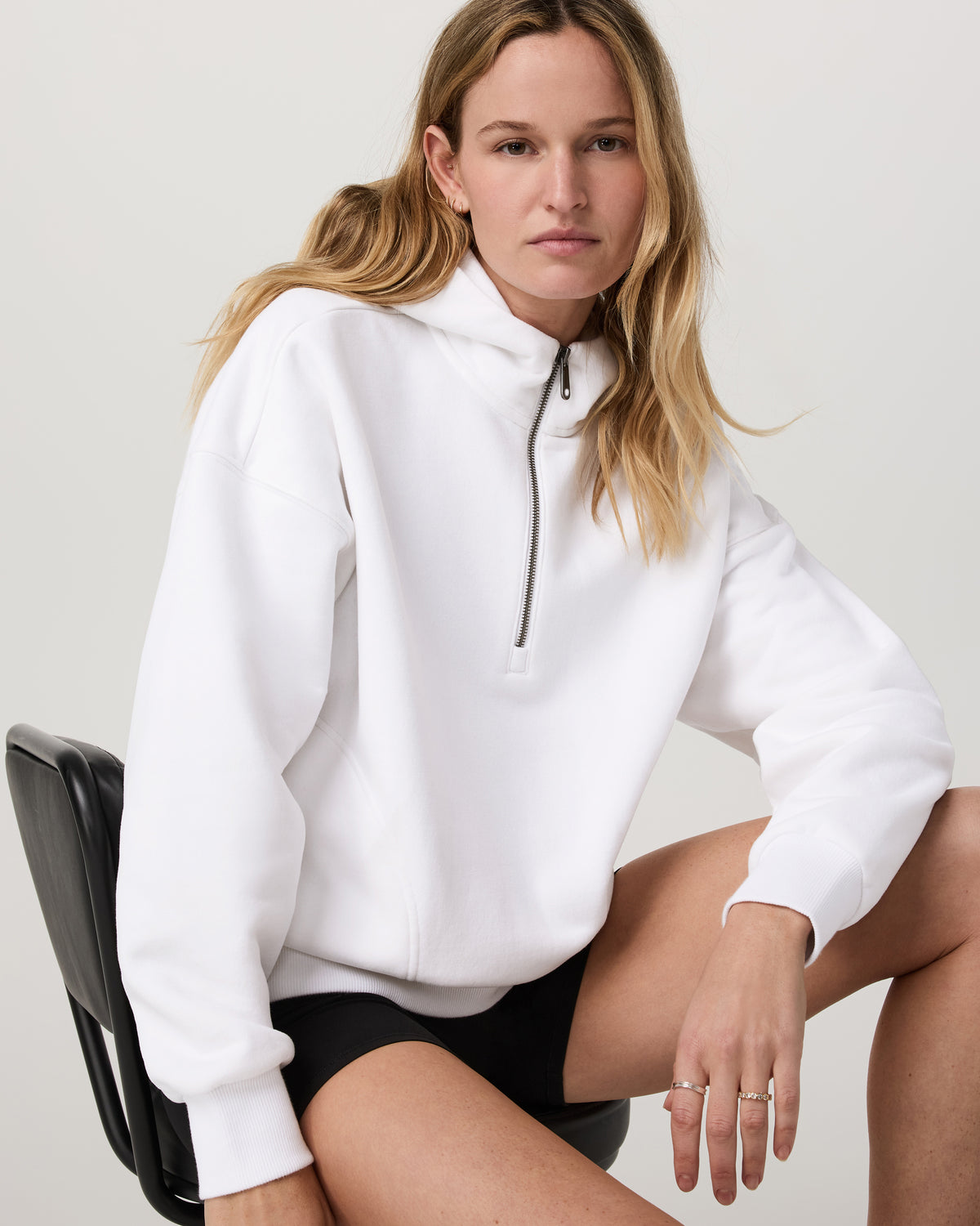 Restore Relaxed Half Zip Hoodie Women's White Pullover