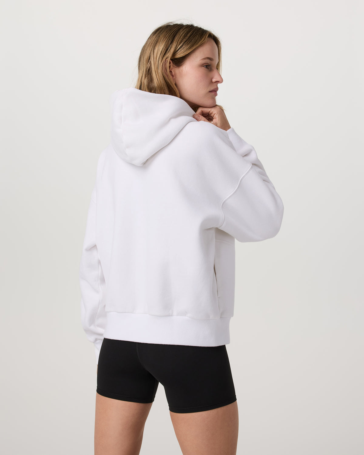 Restore Relaxed Half Zip Hoodie Women's White Pullover - Image 3