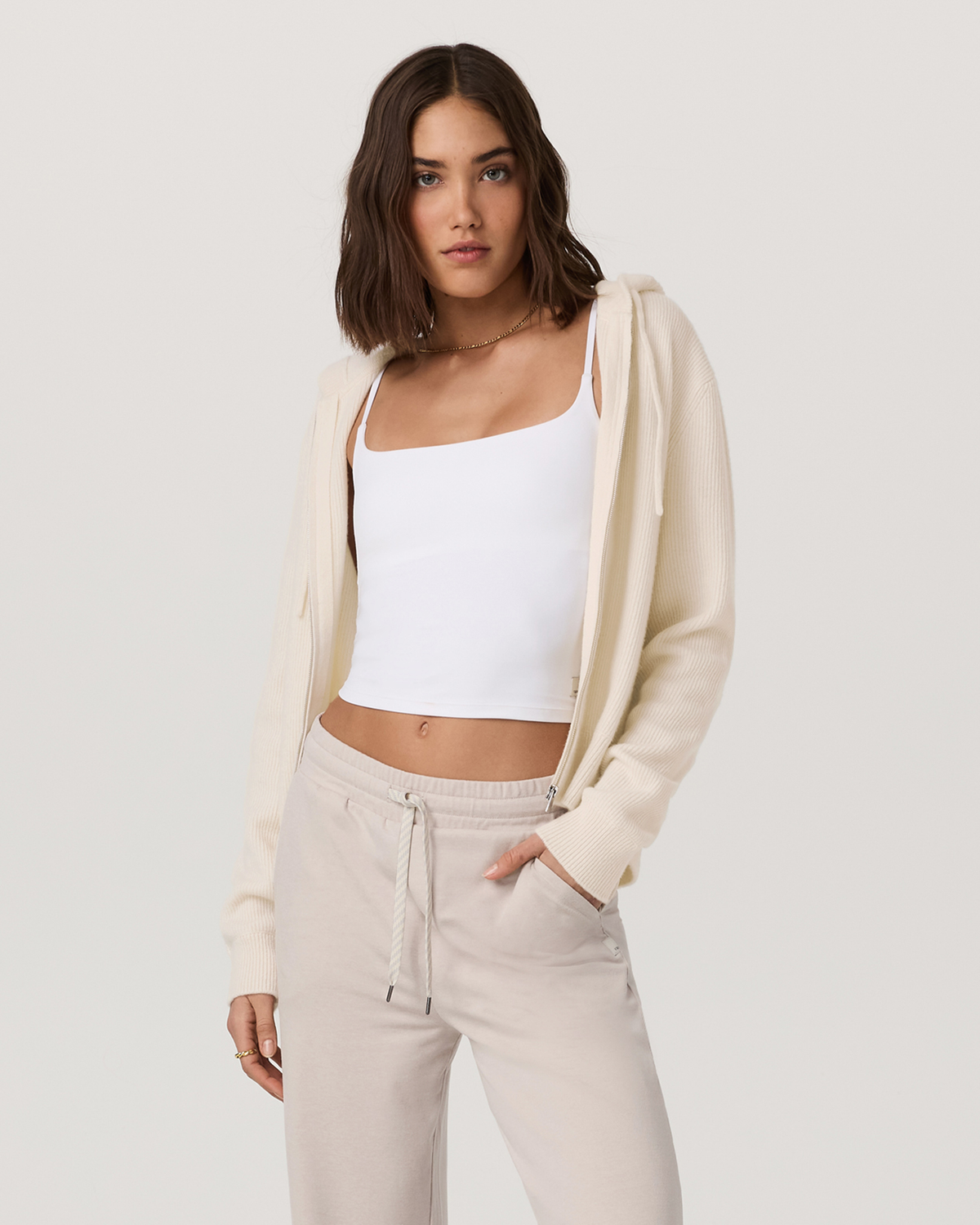 ??milie Cashmere Hoodie Women's Porcelain Zip - Image 2
