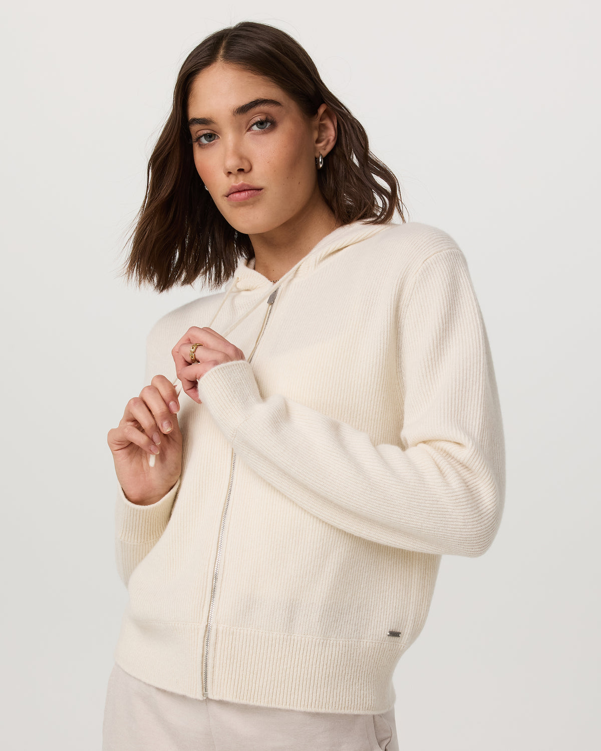 ??milie Cashmere Hoodie Women's Porcelain Zip - Image 4