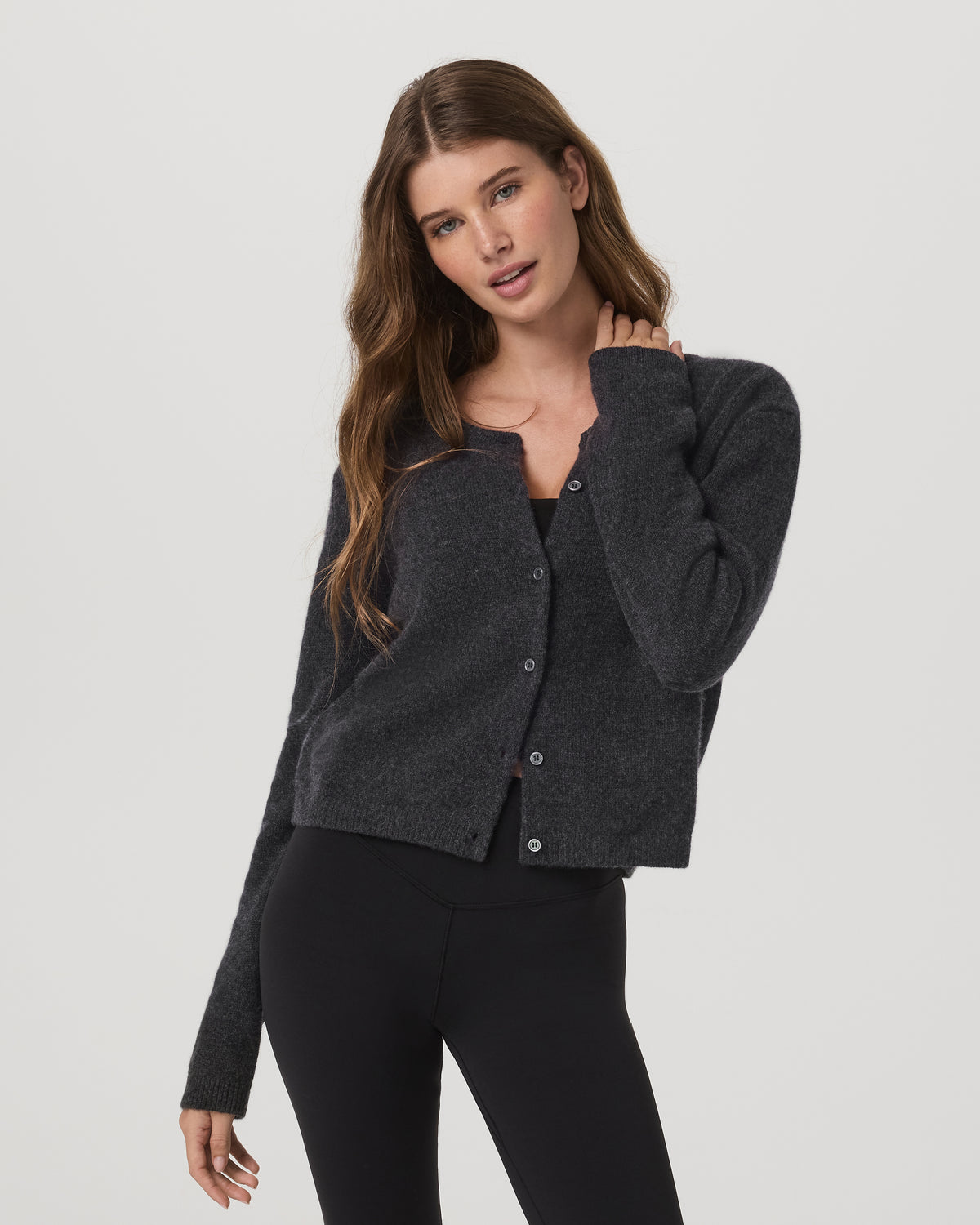 ??milie Cashmere Cardi Women's Charcoal Heather