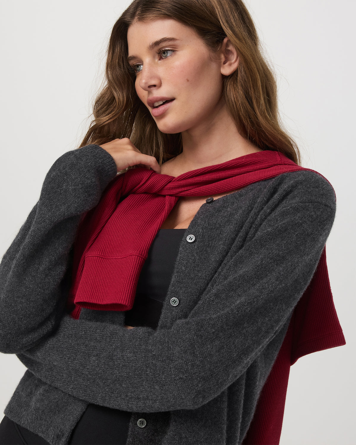 ??milie Cashmere Cardi Women's Charcoal Heather - Image 2