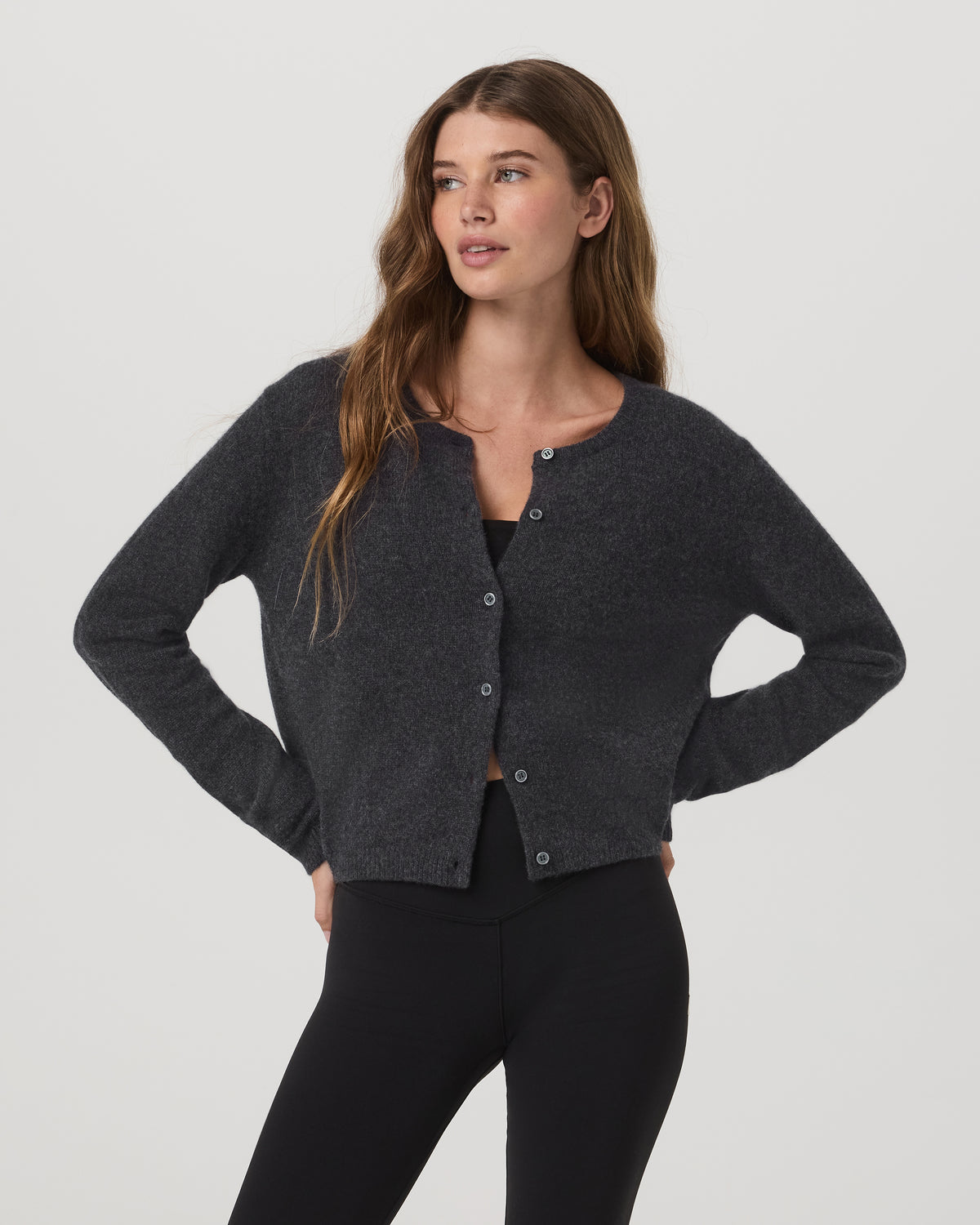 ??milie Cashmere Cardi Women's Charcoal Heather - Image 4