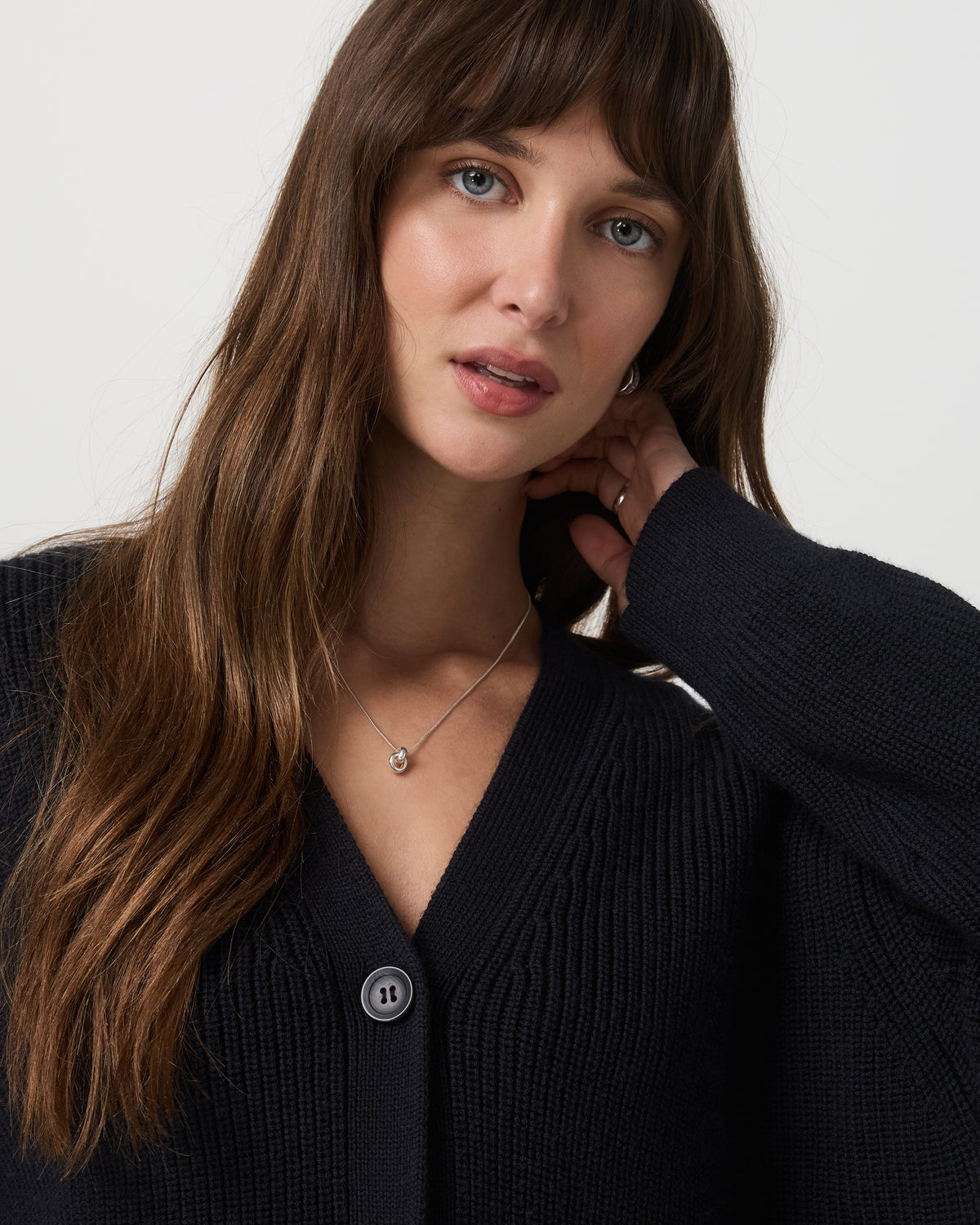 Alps Boyfriend Cardigan Women's Black Knit Sweater - Image 5