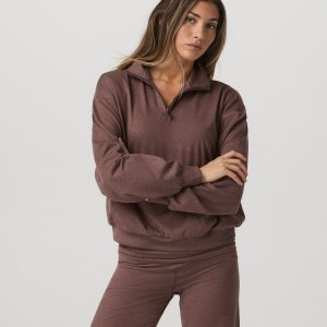 Granite Half Zip Women's Sable Heather Sweatshirt