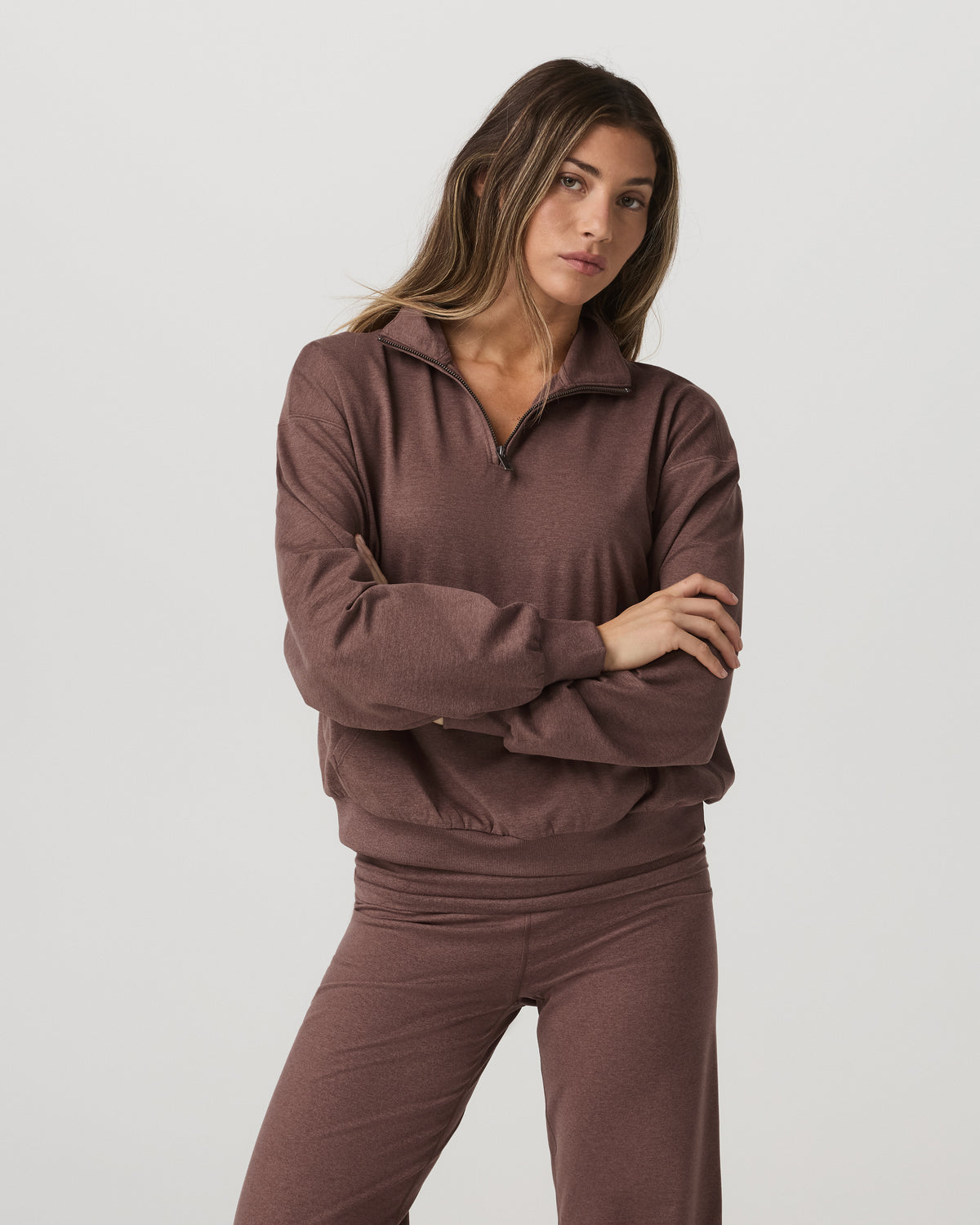 Granite Half Zip Women's Sable Heather Sweatshirt