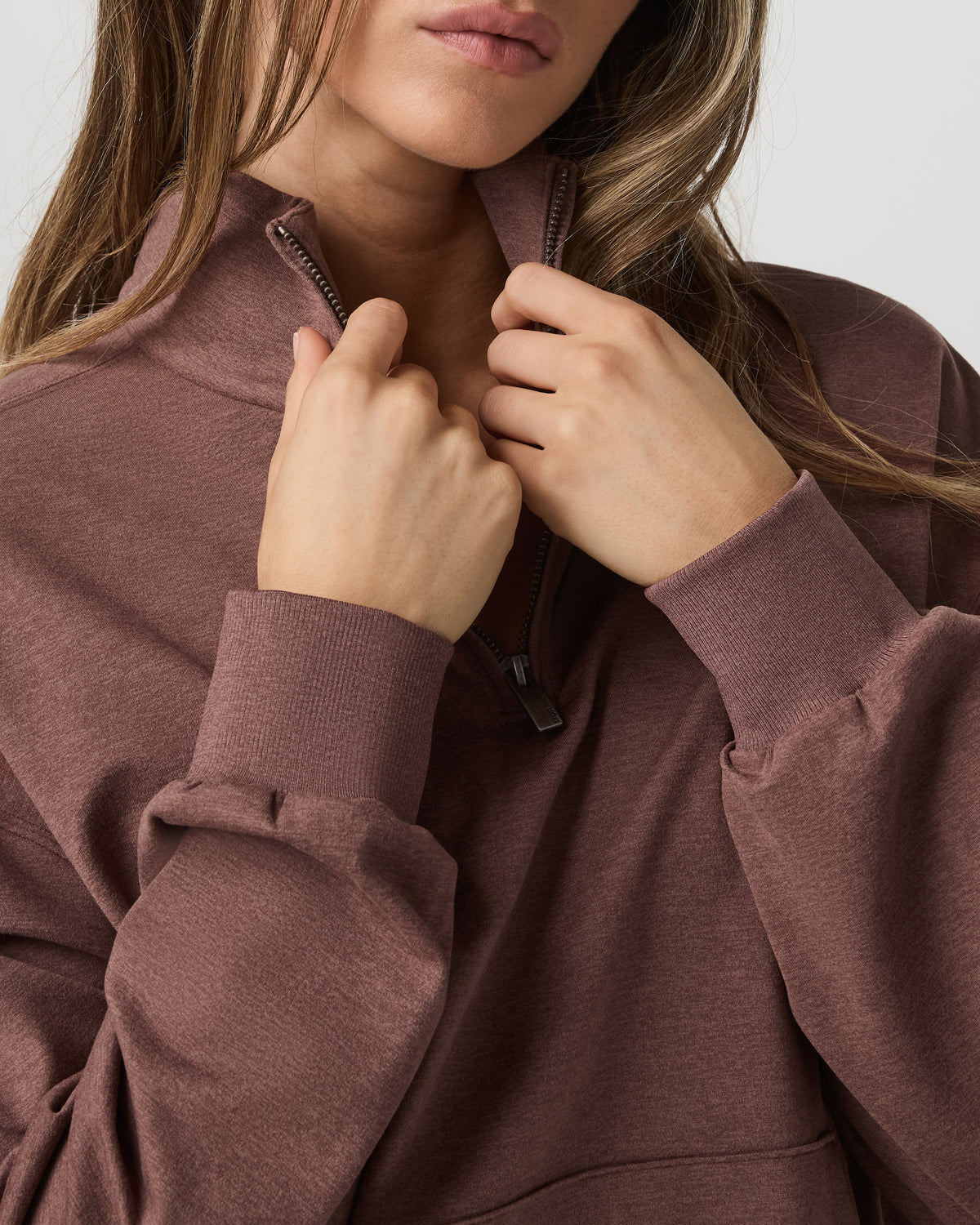 Granite Half Zip Women's Sable Heather Sweatshirt - Image 4