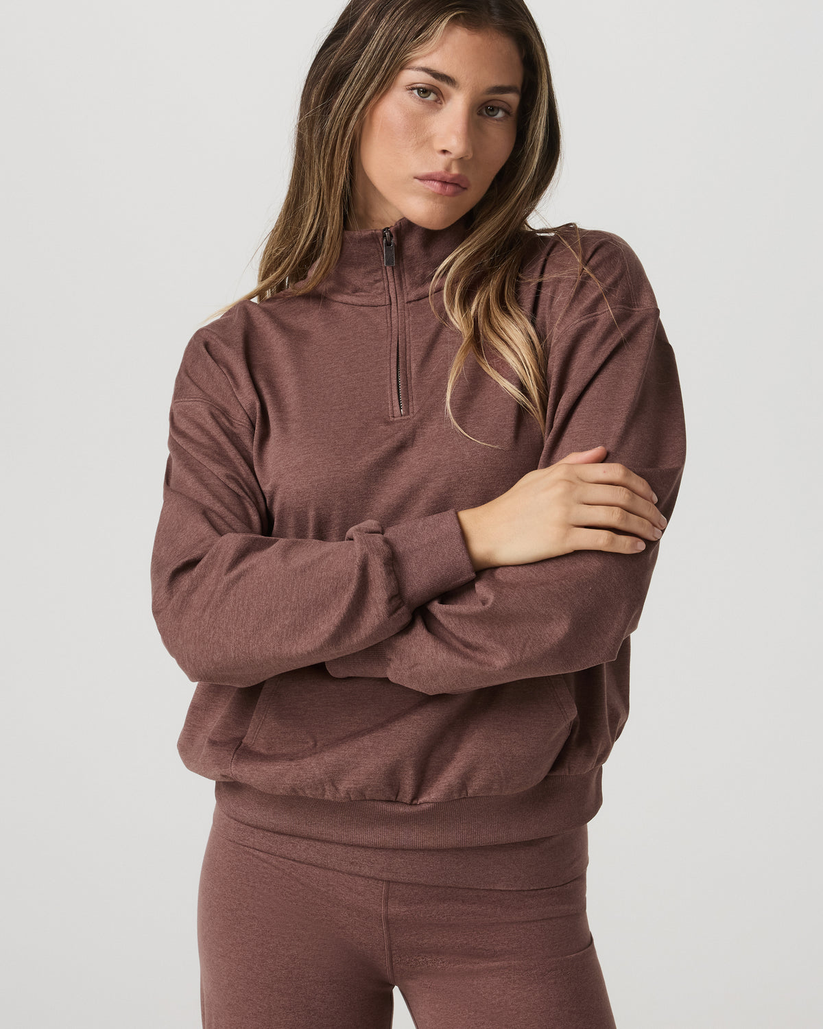 Granite Half Zip Women's Sable Heather Sweatshirt - Image 6