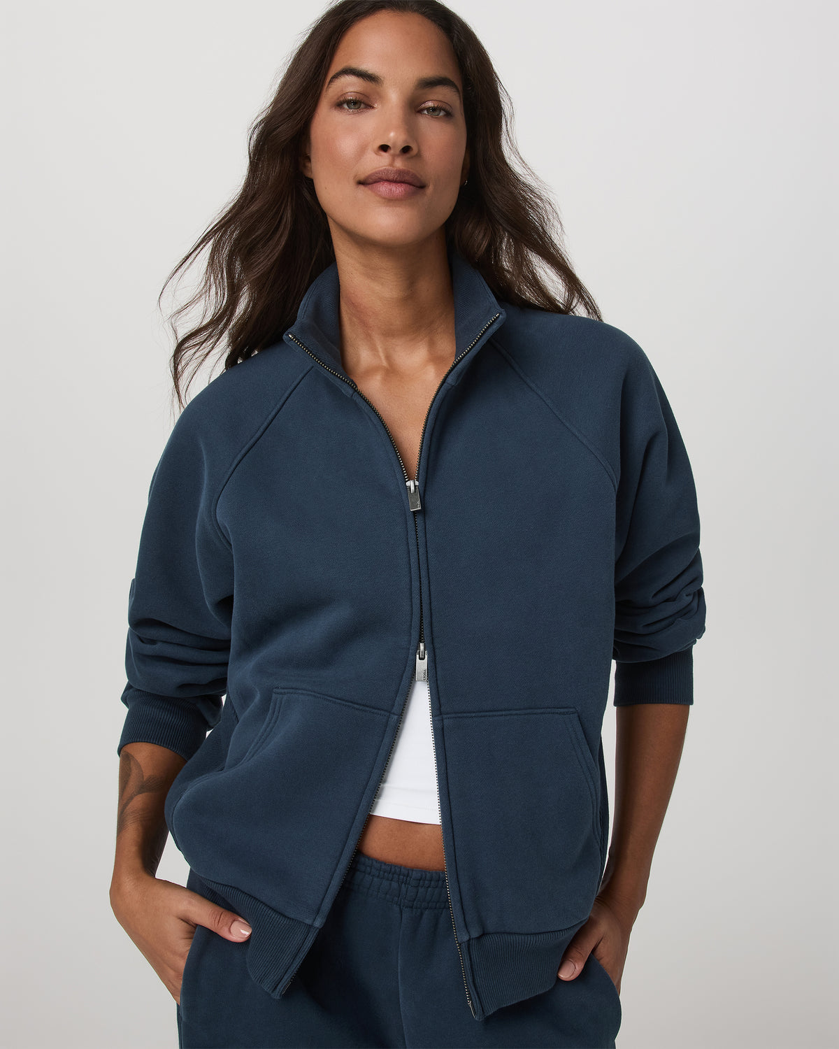 Restore Double Zip Sweatshirt Ocean Blue Full-Zip Fleece - Image 2