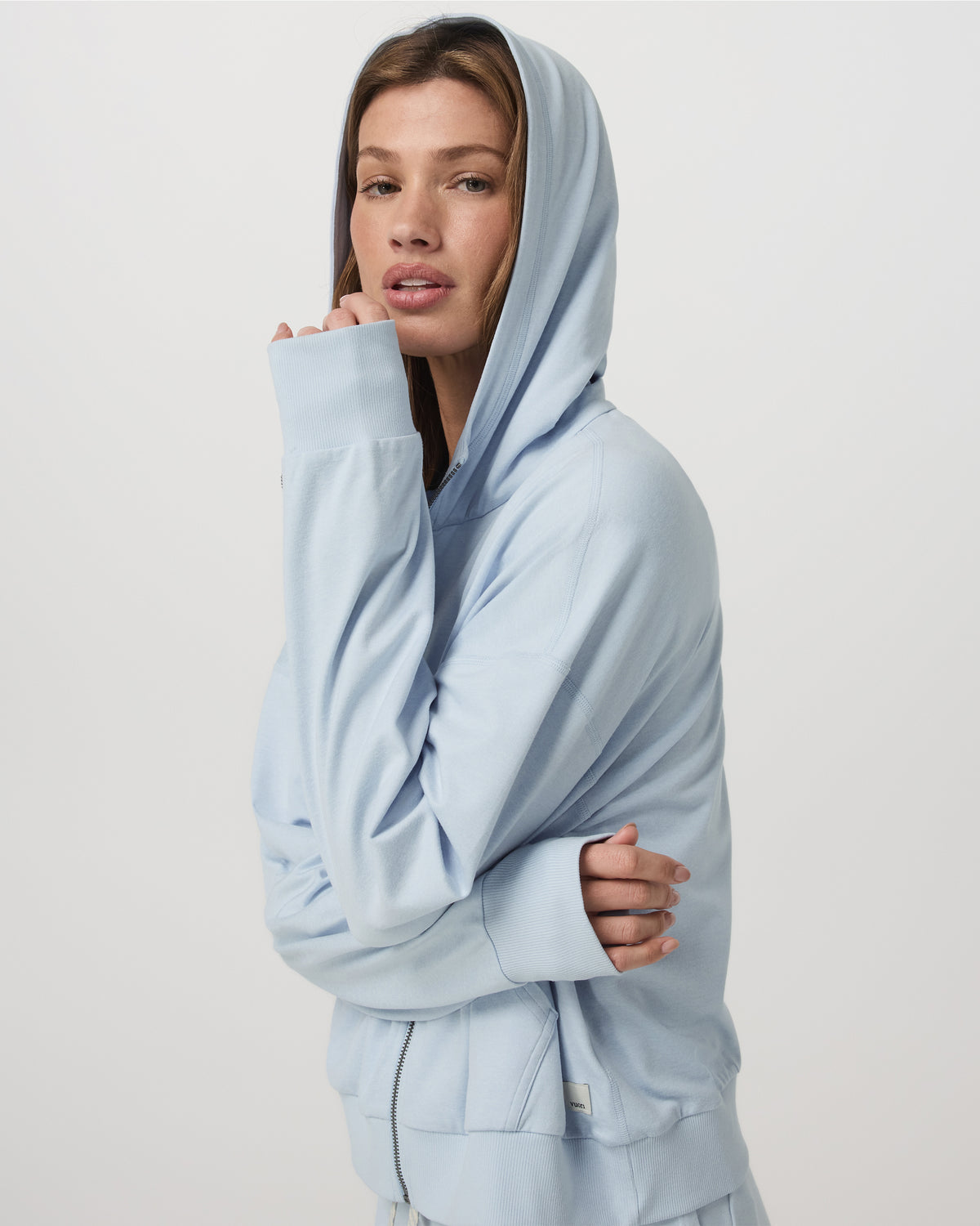 Women's Halo Modern Full Zip Hoodie Soft Sky Heather - Image 4