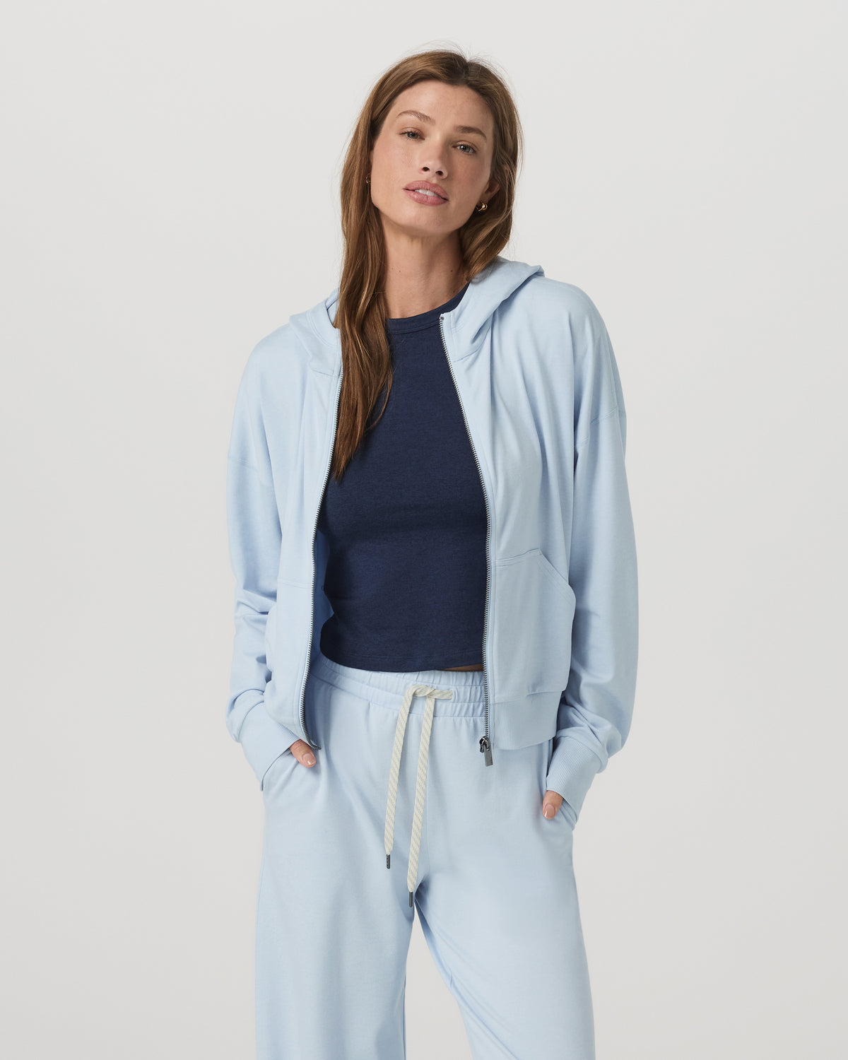 Women's Halo Modern Full Zip Hoodie Soft Sky Heather - Image 5