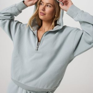 Restore Relaxed Half Zip Hoodie Blue Haze Jacket